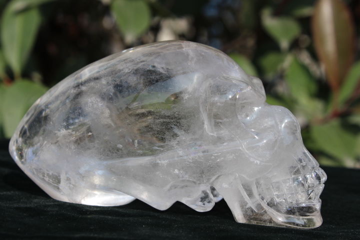 Alien Elongated Quartz Skull from Brazil  with rainbows 4139